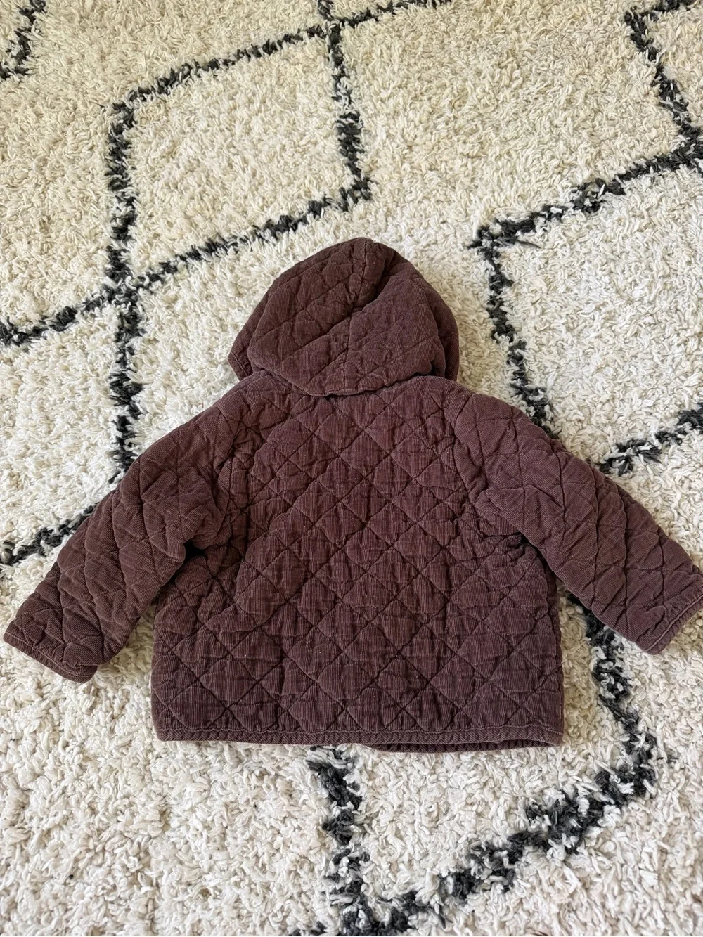 First Impressions Quilted Hooded Jacket in Dusty Mauve 18month